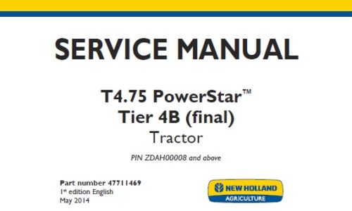 New Holland T4.75 PowerStar Tier 4B (final) Tractor Service Repair Manual