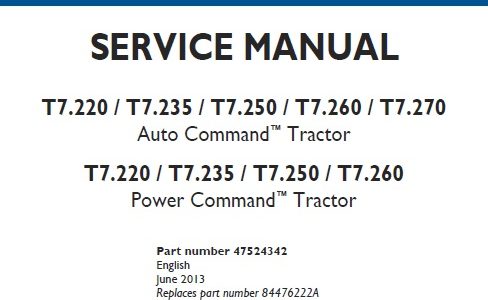 T7.270 Auto Command , Power Command Tractors Service Repair Manual
