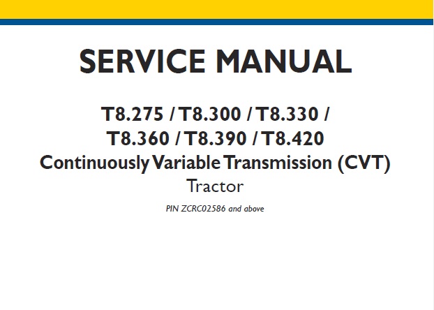 New Holland T8.275, T8.300, T8.330, T8.360, T8.390, T8.420 (CVT)