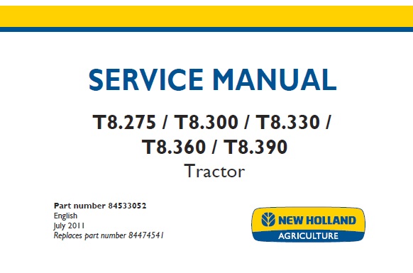 New Holland T8.275, T8.300, T8.330, T8.360, T8.390