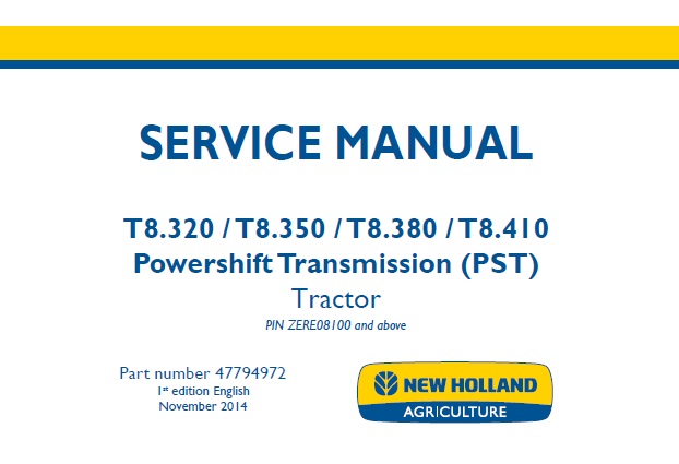 New Holland T8.320, T8.350, T8.380, T8.410 Powershift