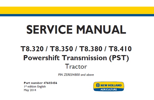 New Holland T8.320, T8.350, T8.380, T8.410 Powershift