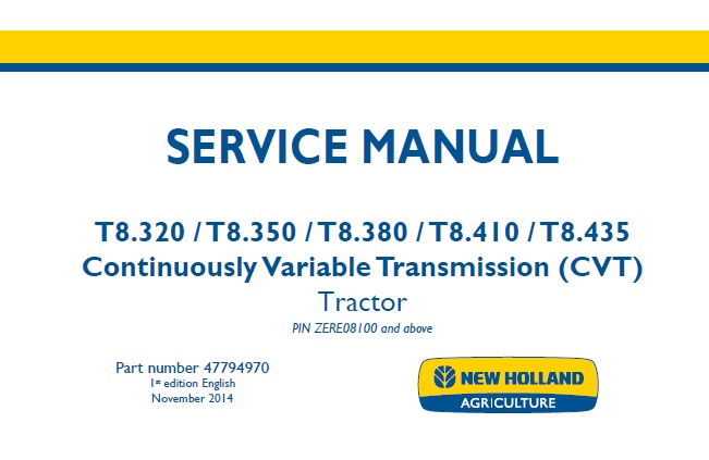 New Holland T8.320 , T8.350 , T8.380 , T8.410 , T8.435