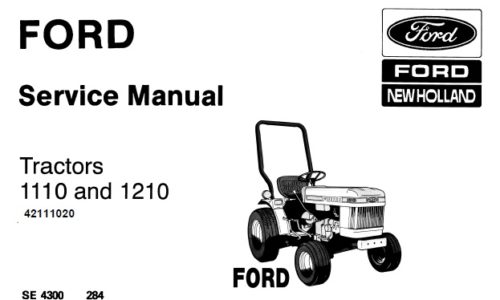 This service manual is for Ford New Holland 1110, 1210 Tractors.