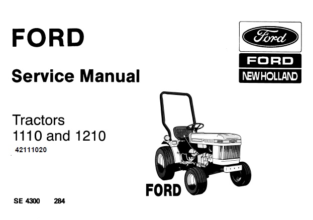 This service manual is for Ford New Holland 1110, 1210 Tractors.