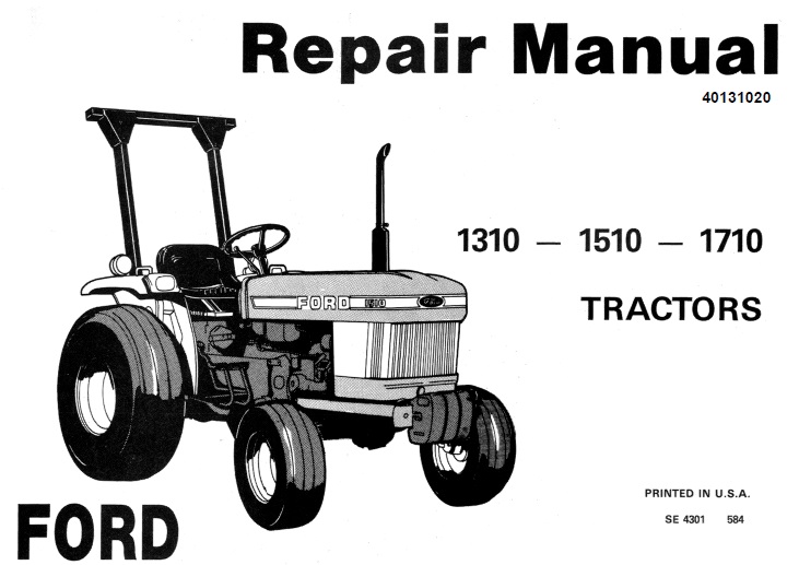 This service manual is for Ford New Holland 1310, 1510, 1710 Tractors.