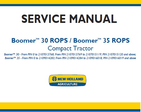 New Holland Boomer 30 ROPS , Boomer 35 ROPS Compact Tractor