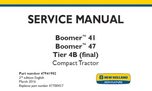 This service manual is for New Holland Boomer 41
