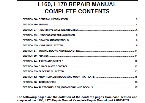 This service manual is for New Holland L160, L170 Skid Steer Loader