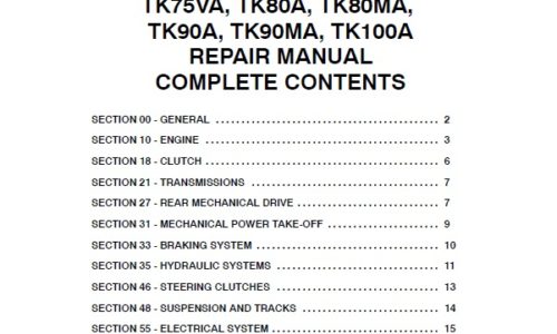New Holland TK75VA, TK80A, TK80MA,TK90A, TK90MA, TK100A Tractor