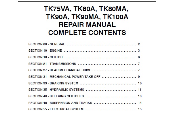 New Holland TK75VA, TK80A, TK80MA,TK90A, TK90MA, TK100A Tractor