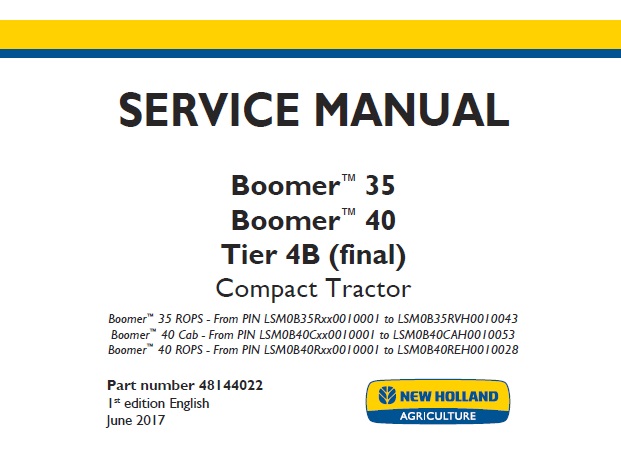 New Holland Workmaster 35, 40 Tier 4B (final) Compact