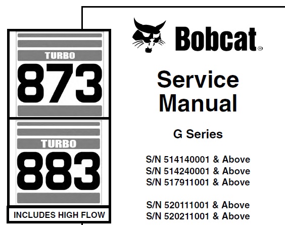 Bobcat Turbo 873, Turbo 883 INCLUDES HIGH FLOW (G Series) Loader