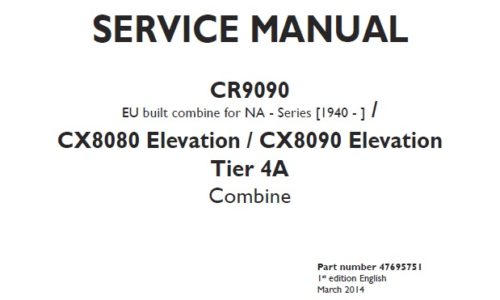 New Holland CR9090 , CX8080 Elevation , CX8090 Elevation Tier 4A Combine