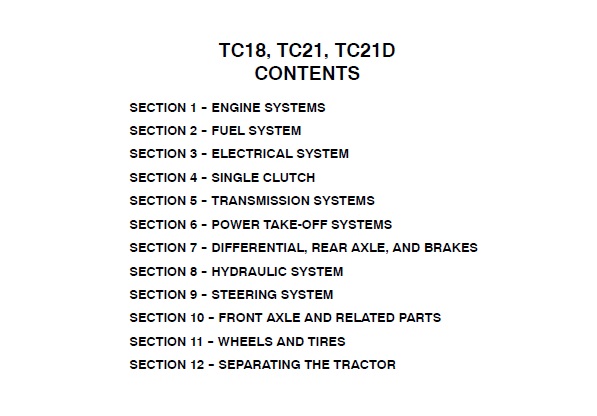 New Holland TC18, TC21, TC21D Tractor