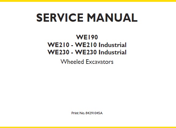 New Holland WE190, WE210, WE210 Industrial, WE230, WE230 Industrial Wheeled Excavator