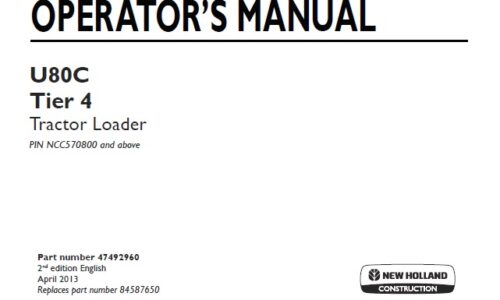 New Holland U80C Tier 4 Tractor Loader