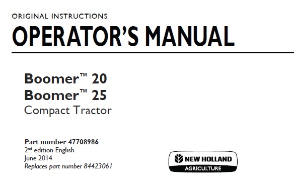 New Holland Boomer 20, Boomer 25 Compact Tractor