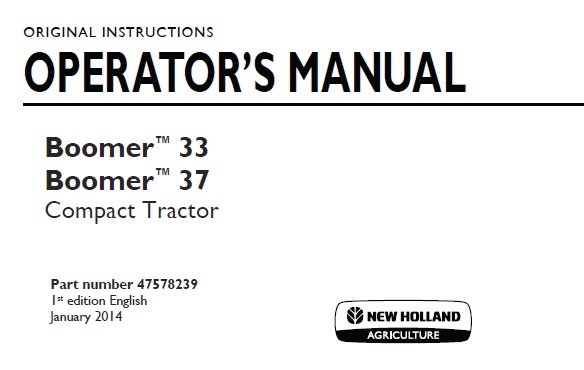 New Holland Boomer 33, Boomer 37 Compact Tractor