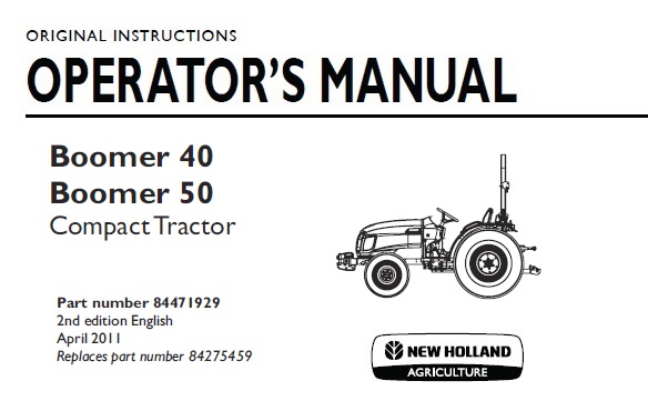 New Holland Boomer 40, Boomer 50 Compact Tractor