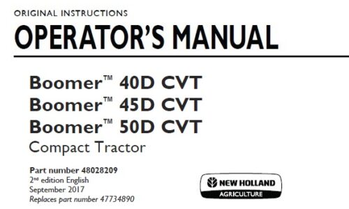 New Holland Boomer 40D CVT, Boomer 45D CVT, Boomer 50D CVT Compact Tractor