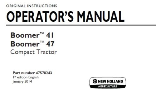 New Holland Boomer 41, Boomer 47 Compact Tractor