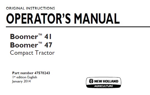 New Holland Boomer 41, Boomer 47 Compact Tractor