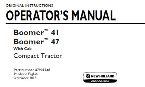 New Holland Boomer 41, Boomer 47 (With Cab) Compact Tractor