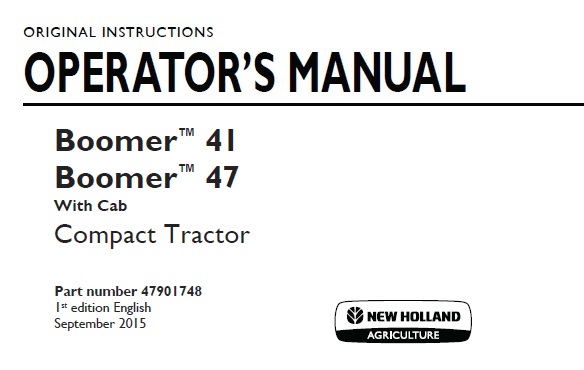 New Holland Boomer 41, Boomer 47 (With Cab) Compact Tractor