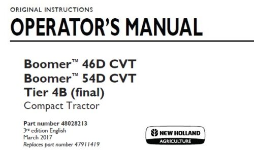 New Holland Boomer 46D CVT, Boomer 54D CVT Tier 4B (final) Compact Tractor