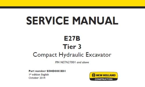 New Holland E27B Tier 3 Compact Hydraulic Excavator
