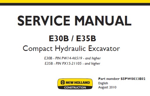 New Holland E30B, E35B Compact Excavator
