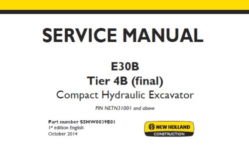 New Holland E30B Tier 4B (final) Compact Excavator