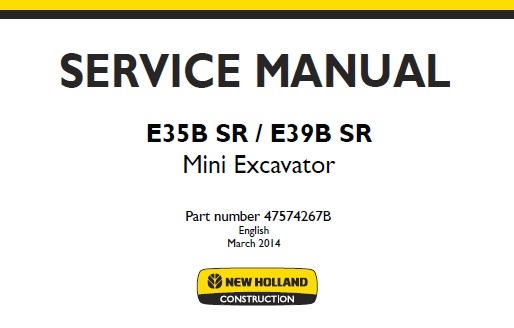 New Holland E35B SR, E39B SR Mini Excavator