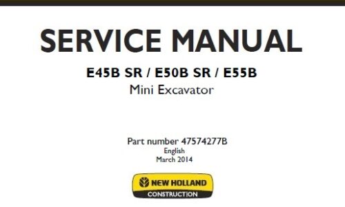 New Holland E45B SR, E50B SR, E55B Mini Excavator