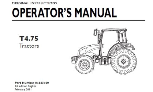New Holland T4.75 Tractor Operator Manual