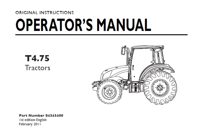 New Holland T4.75 Tractor Operator Manual
