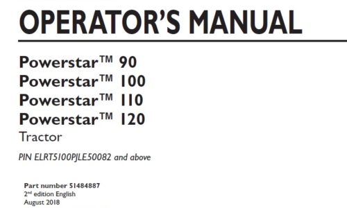 New Holland Powerstar 90, 100 , 110 , 120 Tractor Operator Manual