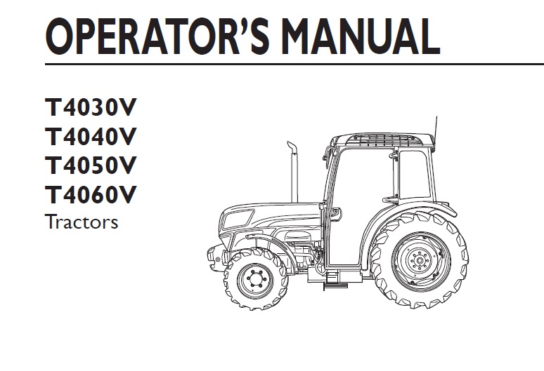 New Holland T4030V, T4040V, T4050V, T4060V Tractor Operator Manual