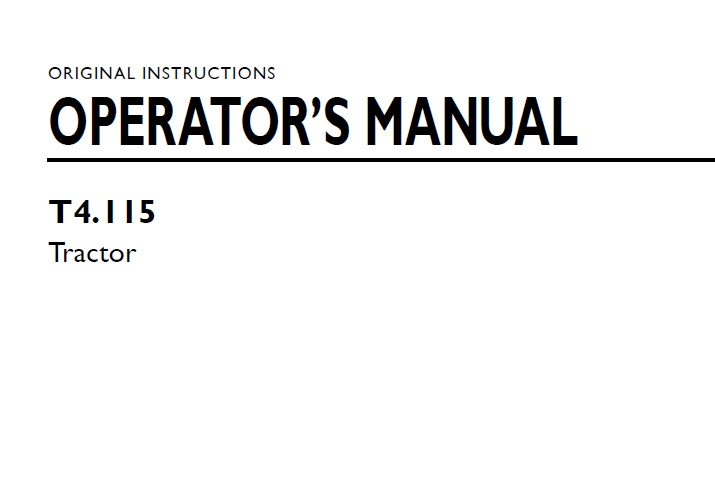 New Holland T4.115 Tractor Operator Manual