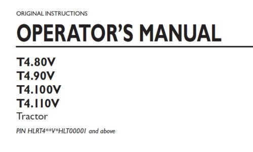 New Holland T4.80V, T4.90V, T4.100V, T4.110V Operator Manual 2018