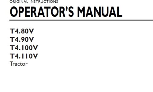 New Holland T4.80V, T4.90V, T4.100V, T4.110V Operator Manual