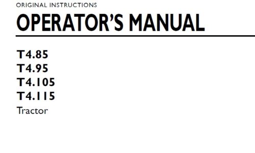 New Holland T4.85, T4.95, T4.105, T4.115 Operator Manual