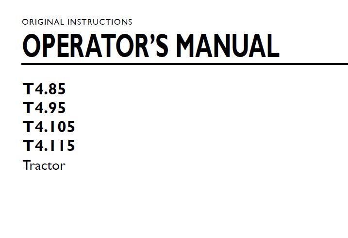 New Holland T4.85, T4.95, T4.105, T4.115 Operator Manual