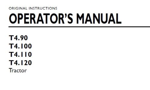 New Holland T4.90, T4.100, T4.110, T4.120 Operator Manual