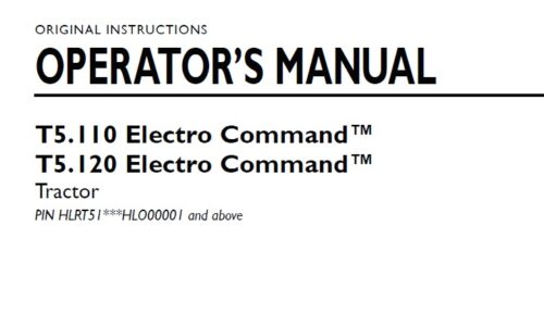 New Holland T5.110, T5.120 Electro Command Operator Manual (2017)