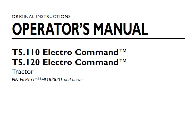 New Holland T5.110, T5.120 Electro Command Operator Manual (2017)