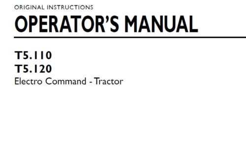 New Holland T5.110 , T5.120 Electro Command Operator Manual