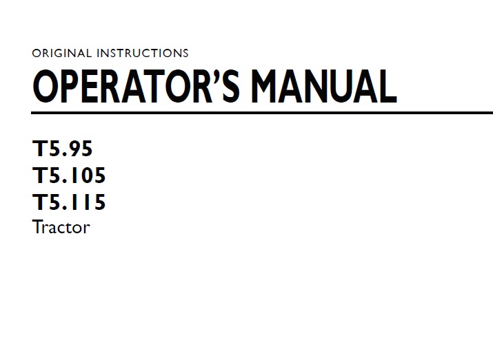 New Holland T5.95 , T5.105 , T5.115 Tractor Operator Manual