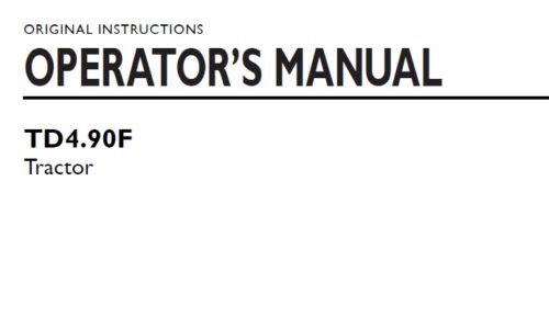 New Holland TD4.90F Tractor Operator Manual